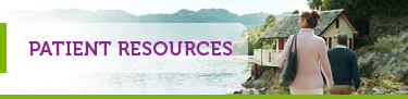 Patient Resources. Image of 2 people walking by a lake