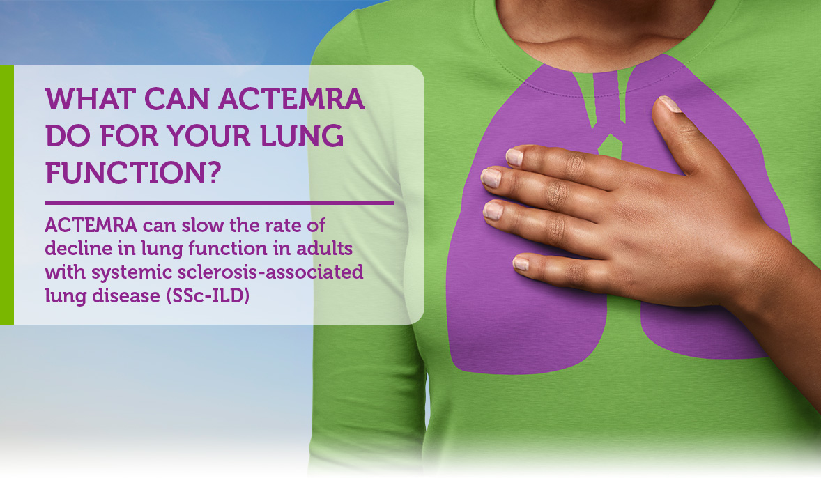 Person With SSc-ILD With Hand Over Lungs